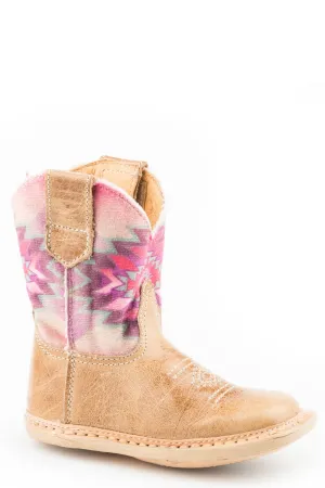 Roper Infant Girls Cowbabies Mayan Tan Multi Leather Cowboy Boots