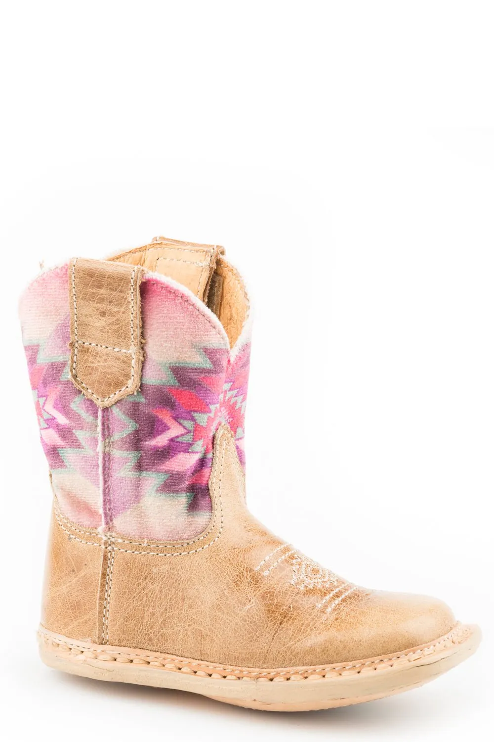 Roper Infant Girls Cowbabies Mayan Tan Multi Leather Cowboy Boots