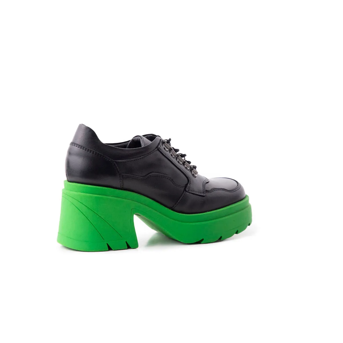 Rowdy Black/Green Leather