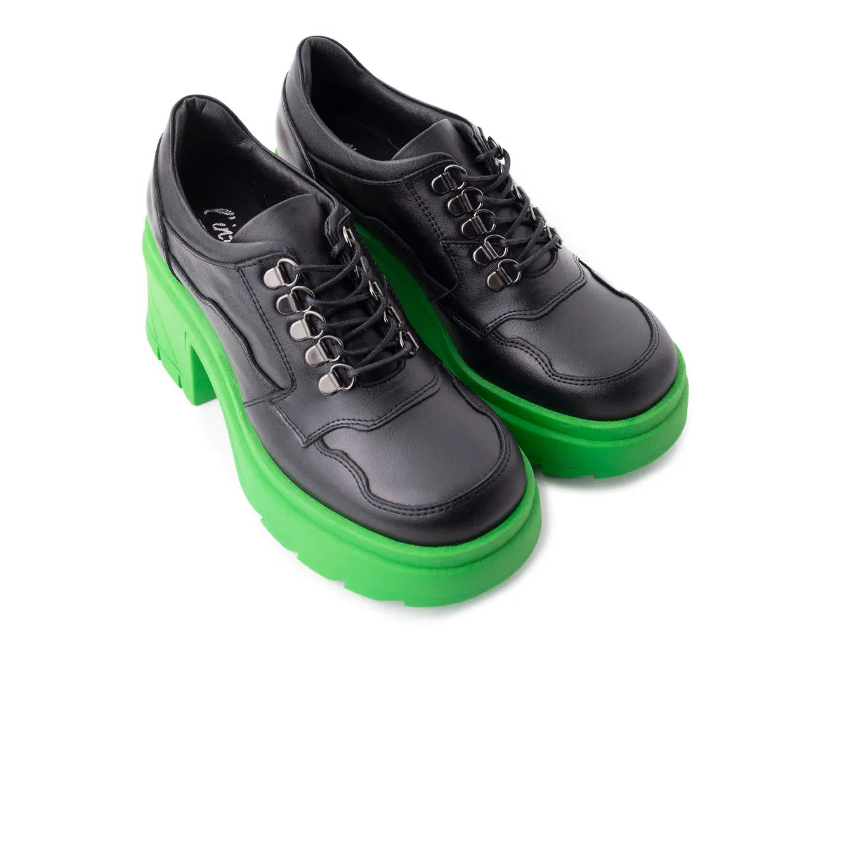 Rowdy Black/Green Leather
