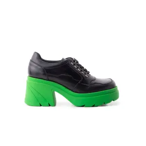 Rowdy Black/Green Leather