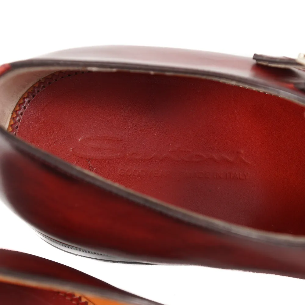 Santoni Red Double-Buckle Monk Strap