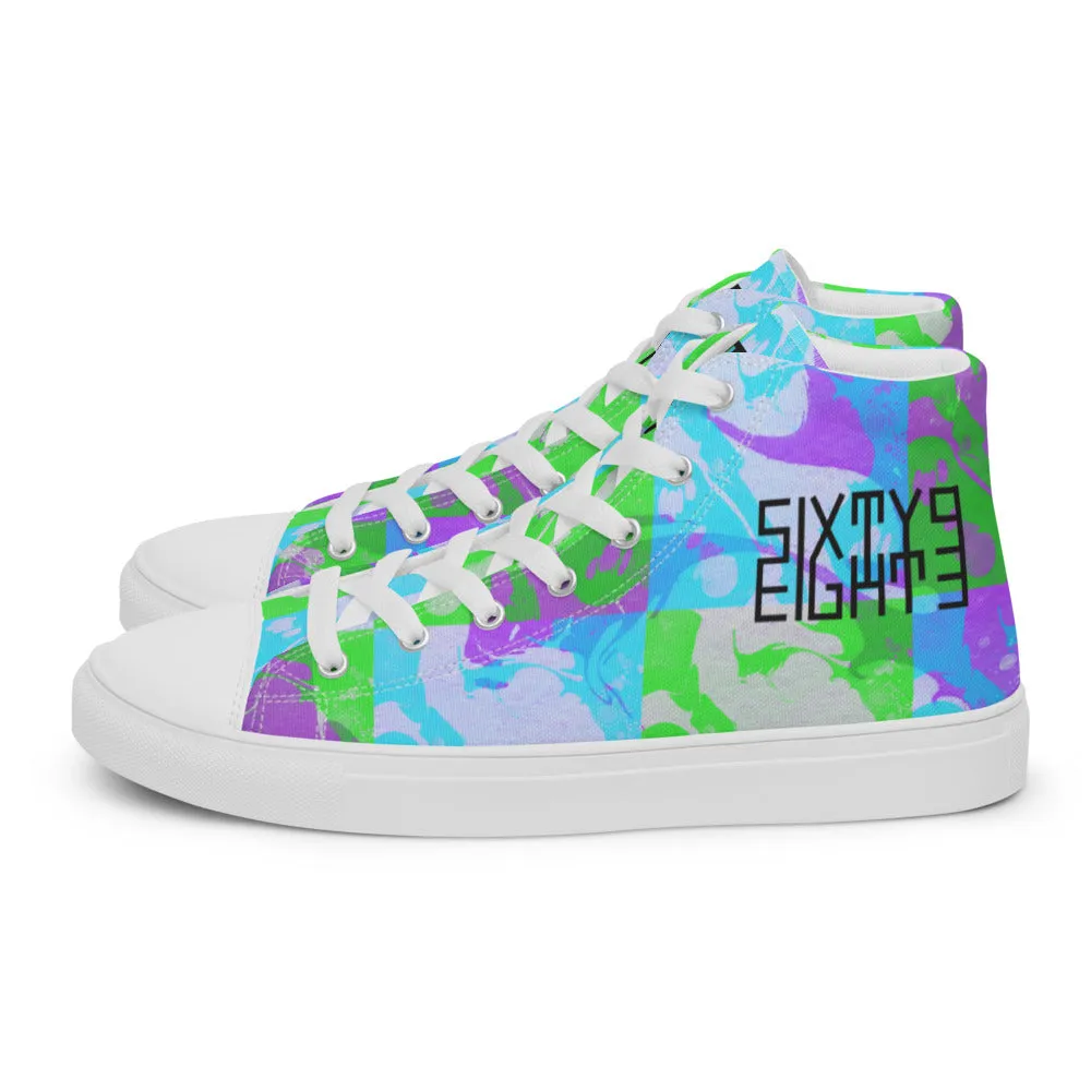 Sixty Eight 93 Logo Black Marble #3 Women's High Top Shoes