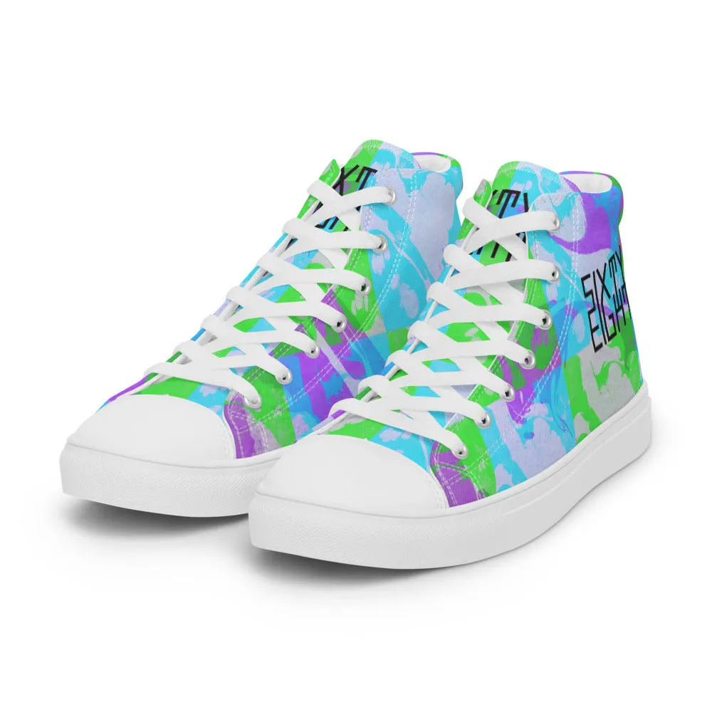 Sixty Eight 93 Logo Black Marble #3 Women's High Top Shoes