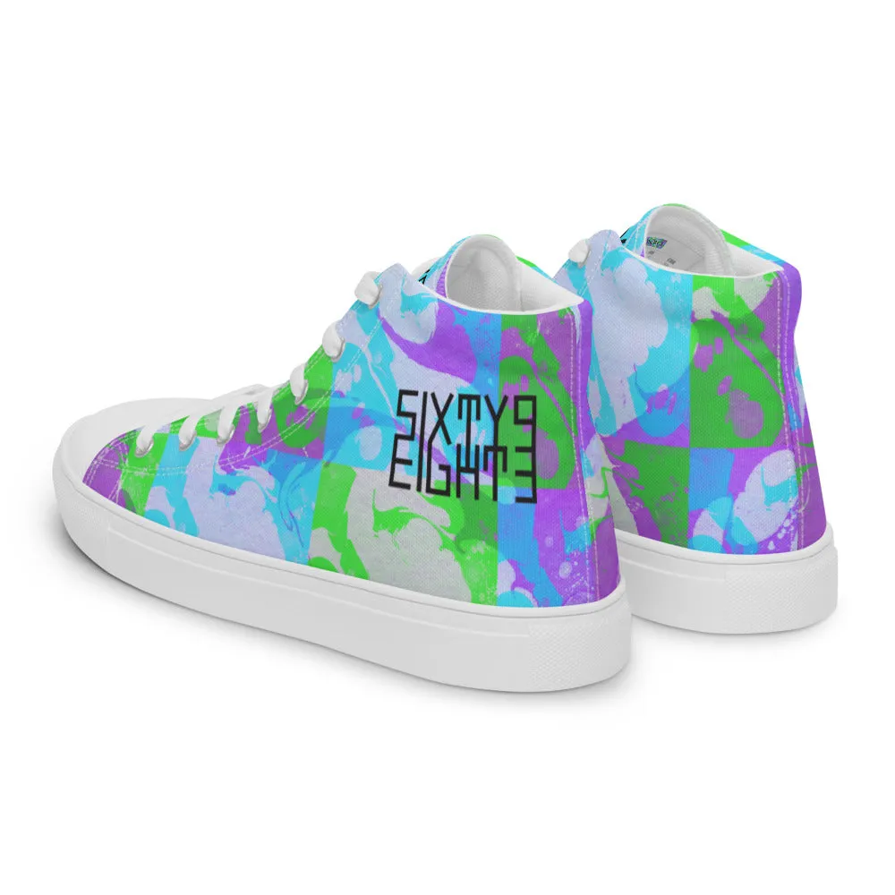 Sixty Eight 93 Logo Black Marble #3 Women's High Top Shoes