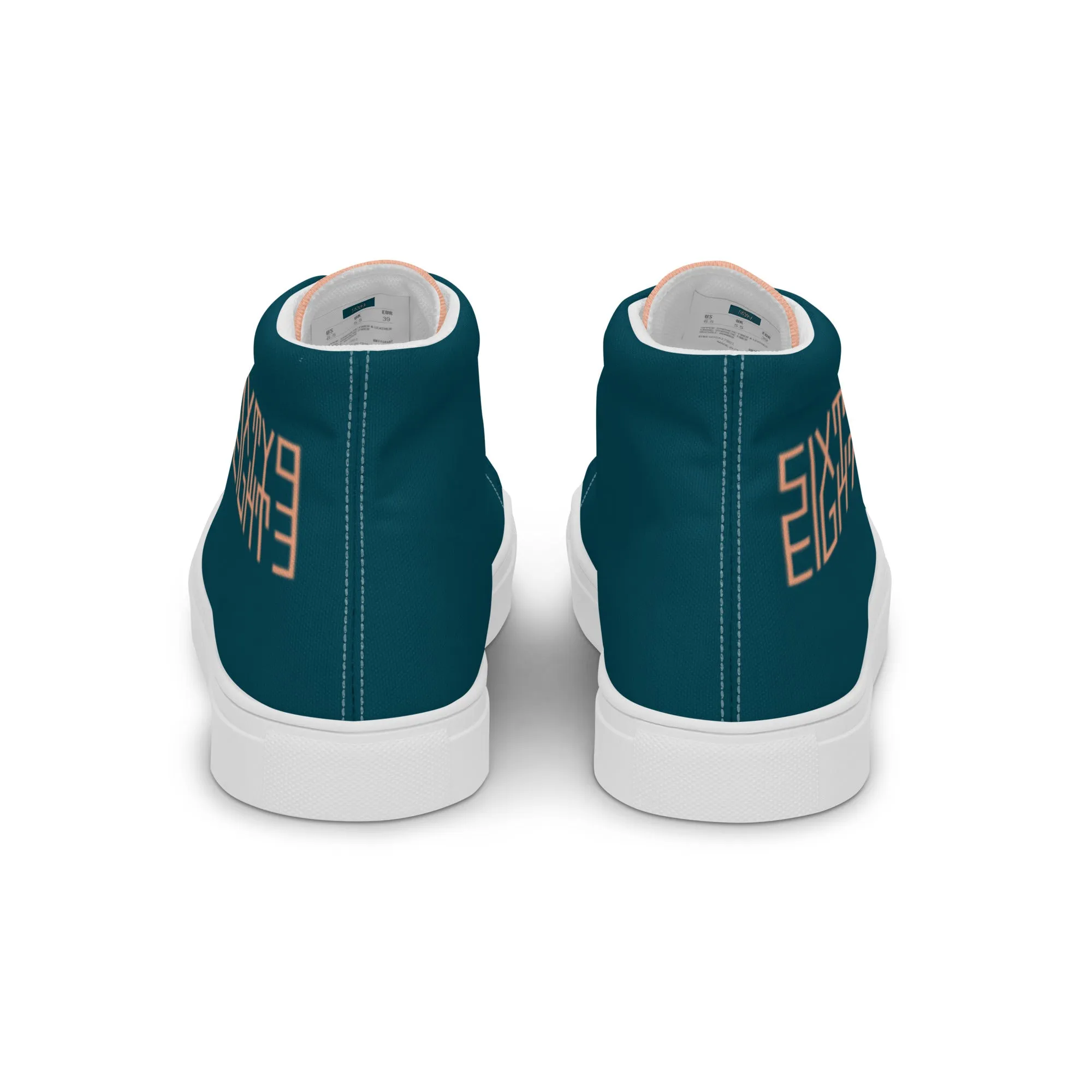 Sixty Eight 93 Logo Dark Teal Peach Men's High Top Shoes