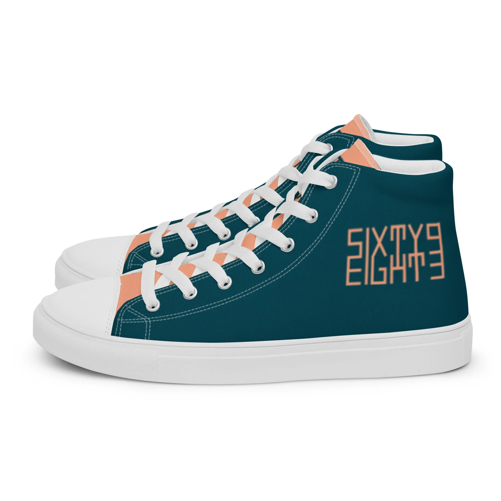 Sixty Eight 93 Logo Dark Teal Peach Men's High Top Shoes