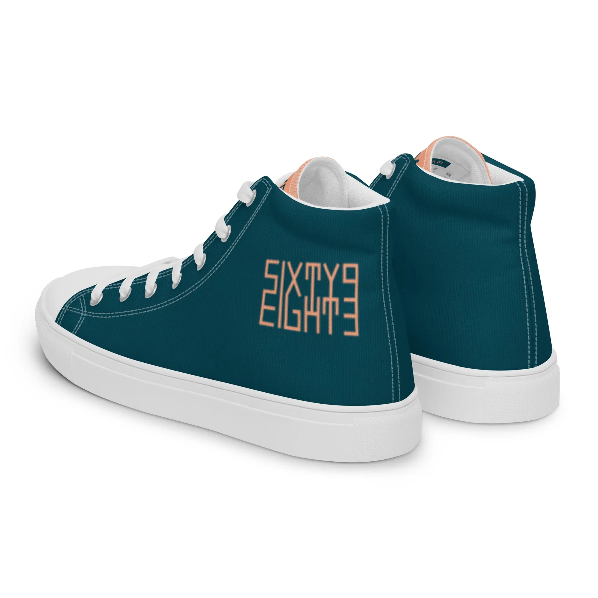Sixty Eight 93 Logo Dark Teal Peach Men's High Top Shoes