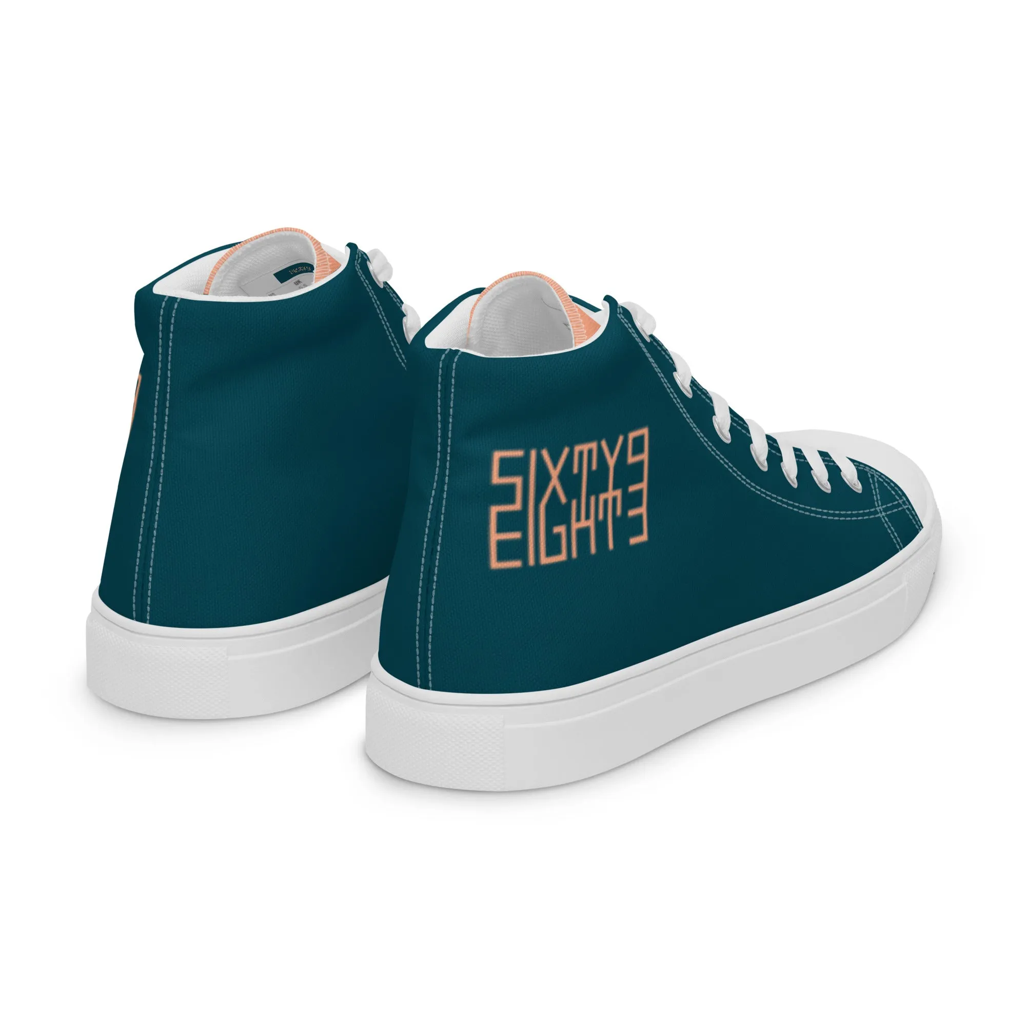 Sixty Eight 93 Logo Dark Teal Peach Men's High Top Shoes