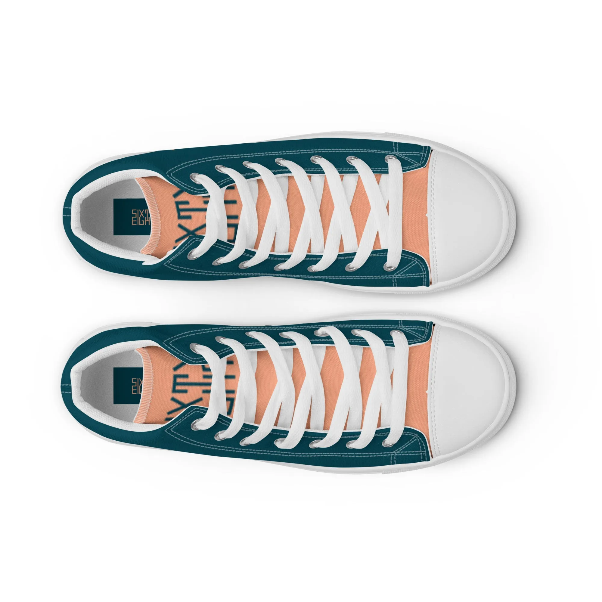 Sixty Eight 93 Logo Dark Teal Peach Men's High Top Shoes