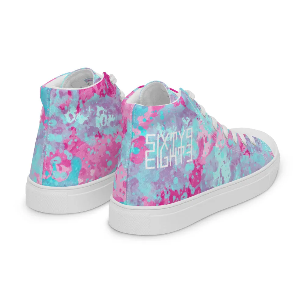 Sixty Eight 93 Logo White Blue Raspberry Men's High Top Shoes