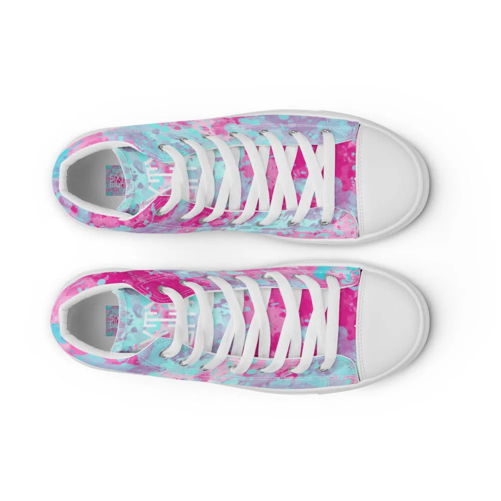 Sixty Eight 93 Logo White Blue Raspberry Men's High Top Shoes