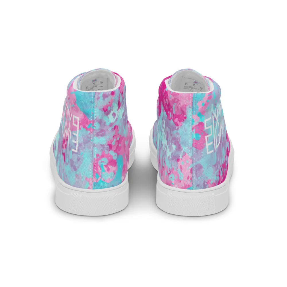 Sixty Eight 93 Logo White Blue Raspberry Men's High Top Shoes