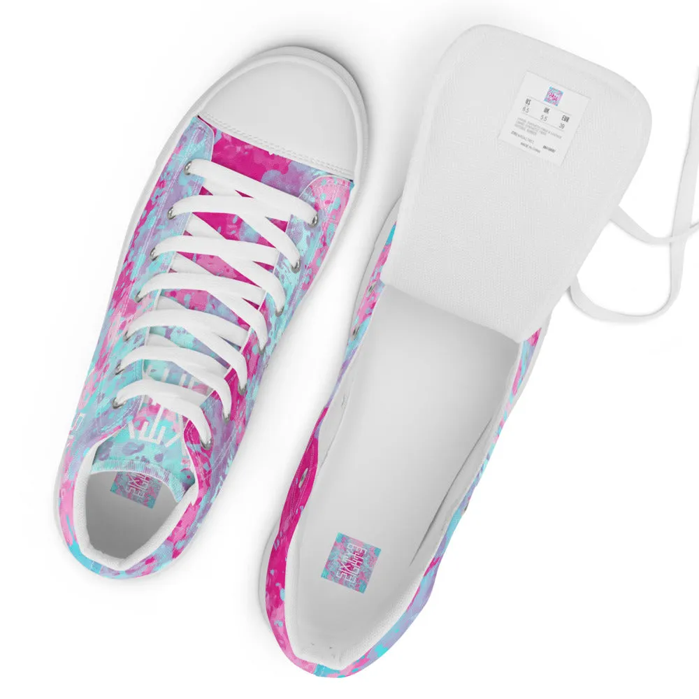 Sixty Eight 93 Logo White Blue Raspberry Men's High Top Shoes