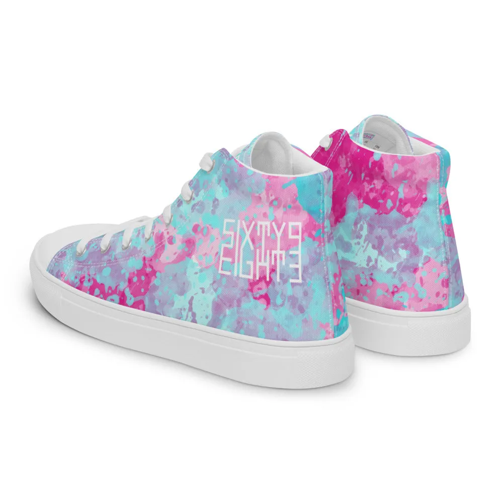 Sixty Eight 93 Logo White Blue Raspberry Men's High Top Shoes