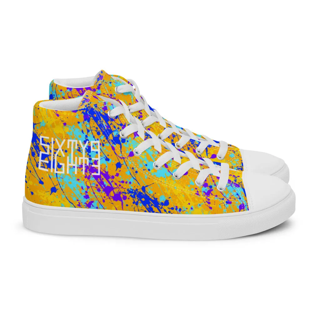 Sixty Eight 93 Logo White Drip #12 Men's High Top Shoes