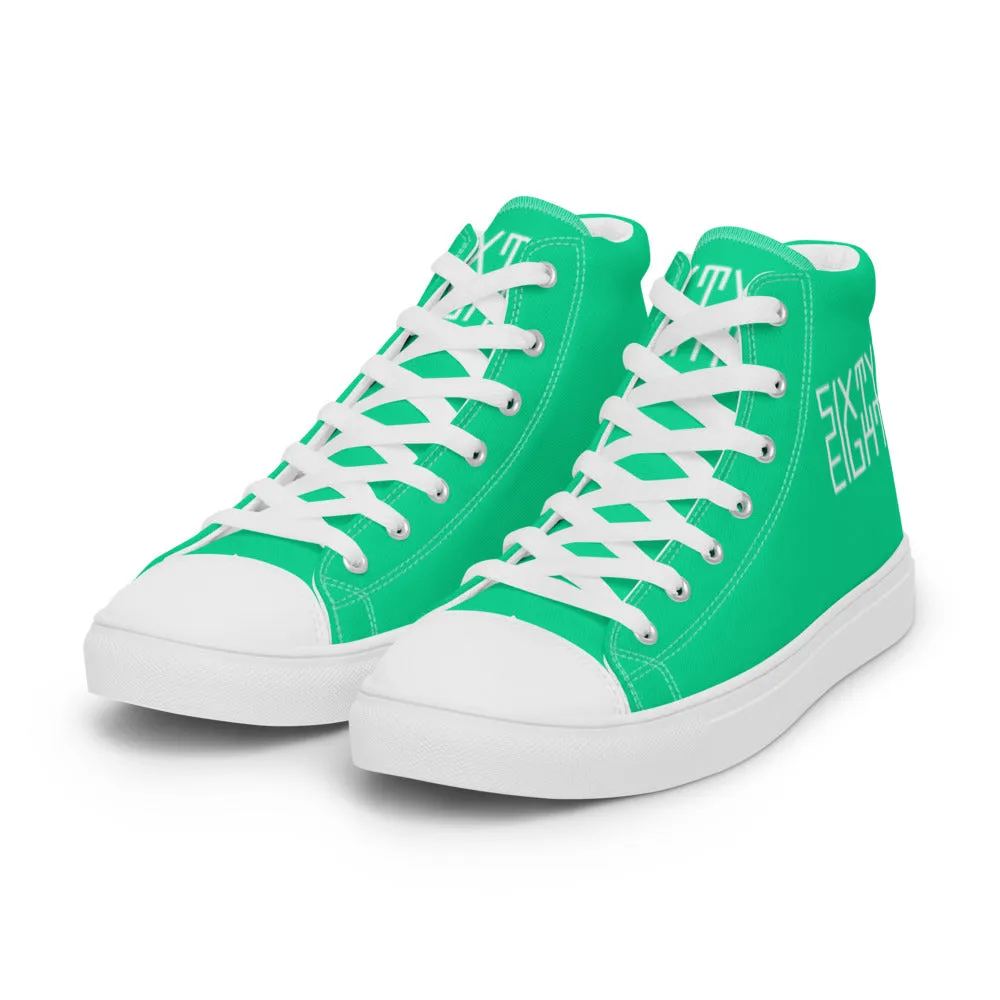 Sixty Eight 93 Logo White Sea Green Women's High Top Shoes