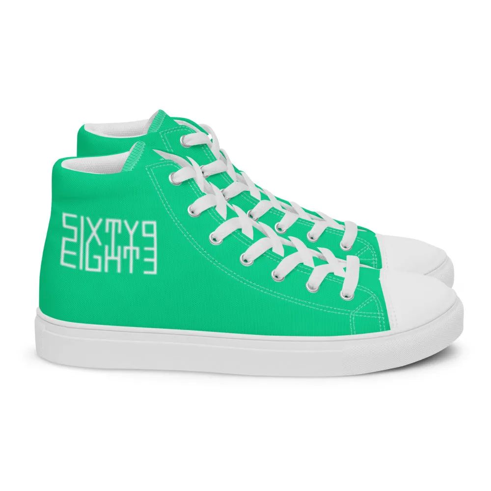 Sixty Eight 93 Logo White Sea Green Women's High Top Shoes