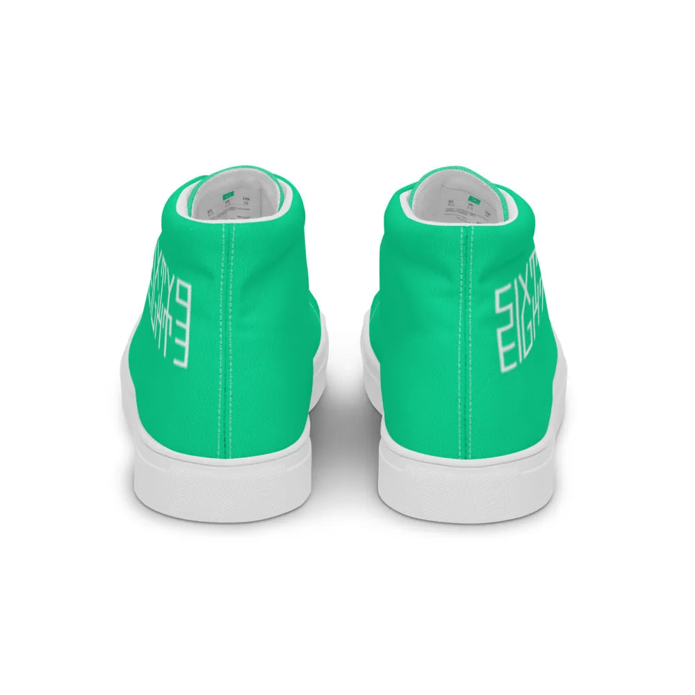 Sixty Eight 93 Logo White Sea Green Women's High Top Shoes