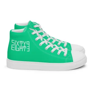 Sixty Eight 93 Logo White Sea Green Women's High Top Shoes