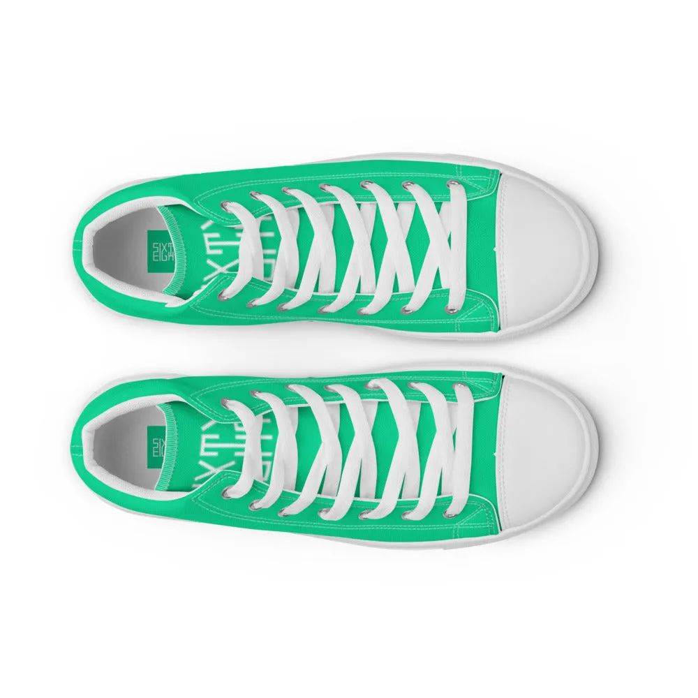Sixty Eight 93 Logo White Sea Green Women's High Top Shoes