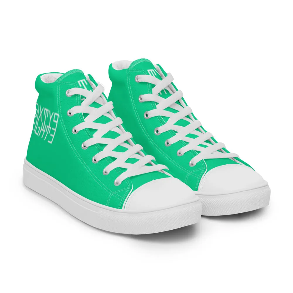 Sixty Eight 93 Logo White Sea Green Women's High Top Shoes
