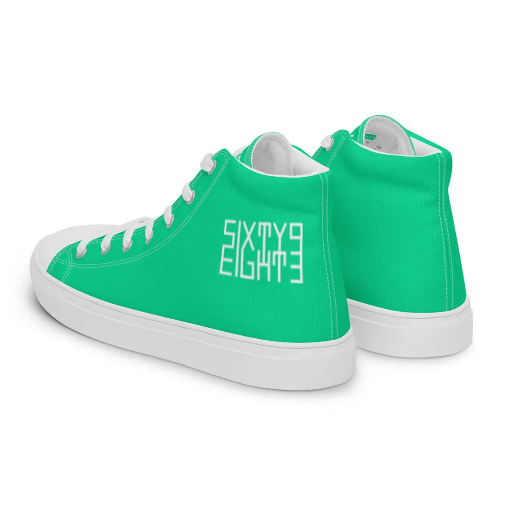 Sixty Eight 93 Logo White Sea Green Women's High Top Shoes