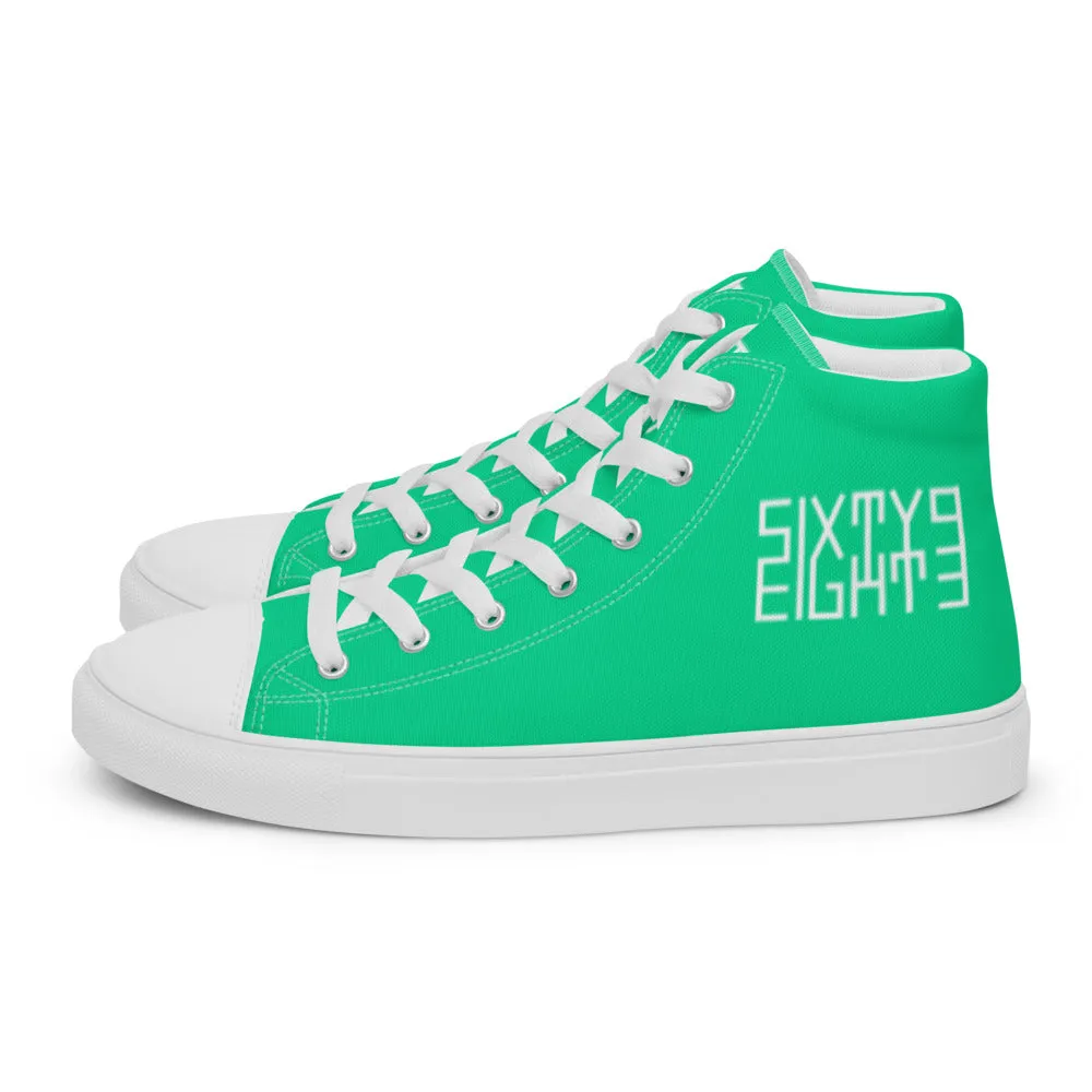 Sixty Eight 93 Logo White Sea Green Women's High Top Shoes