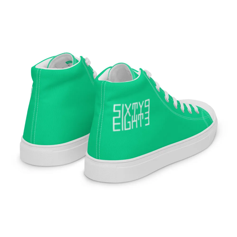 Sixty Eight 93 Logo White Sea Green Women's High Top Shoes