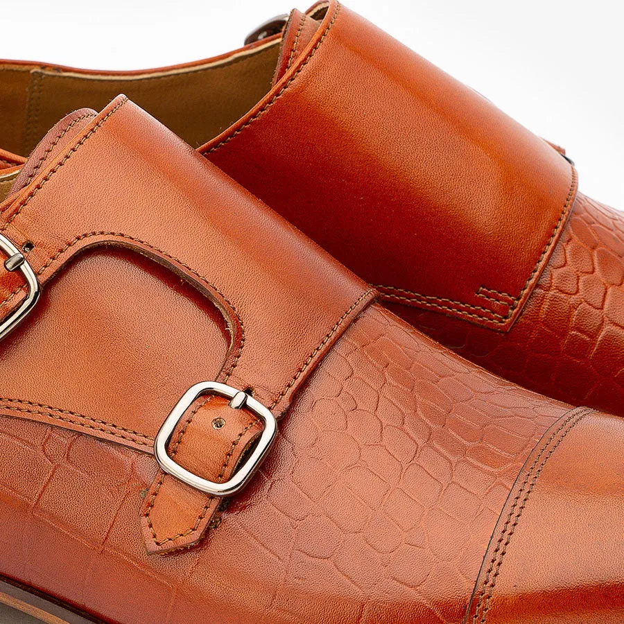 Tan Croco Monk Straps