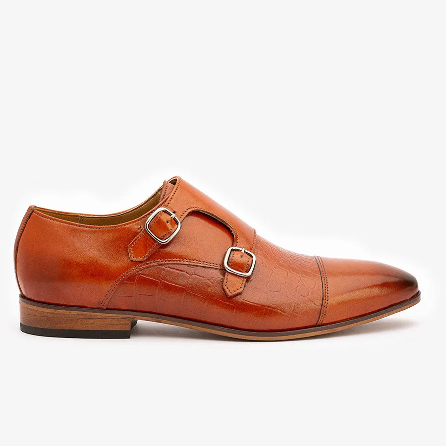 Tan Croco Monk Straps