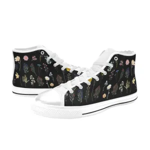 Wildflowers Black High Top Women's Shoes