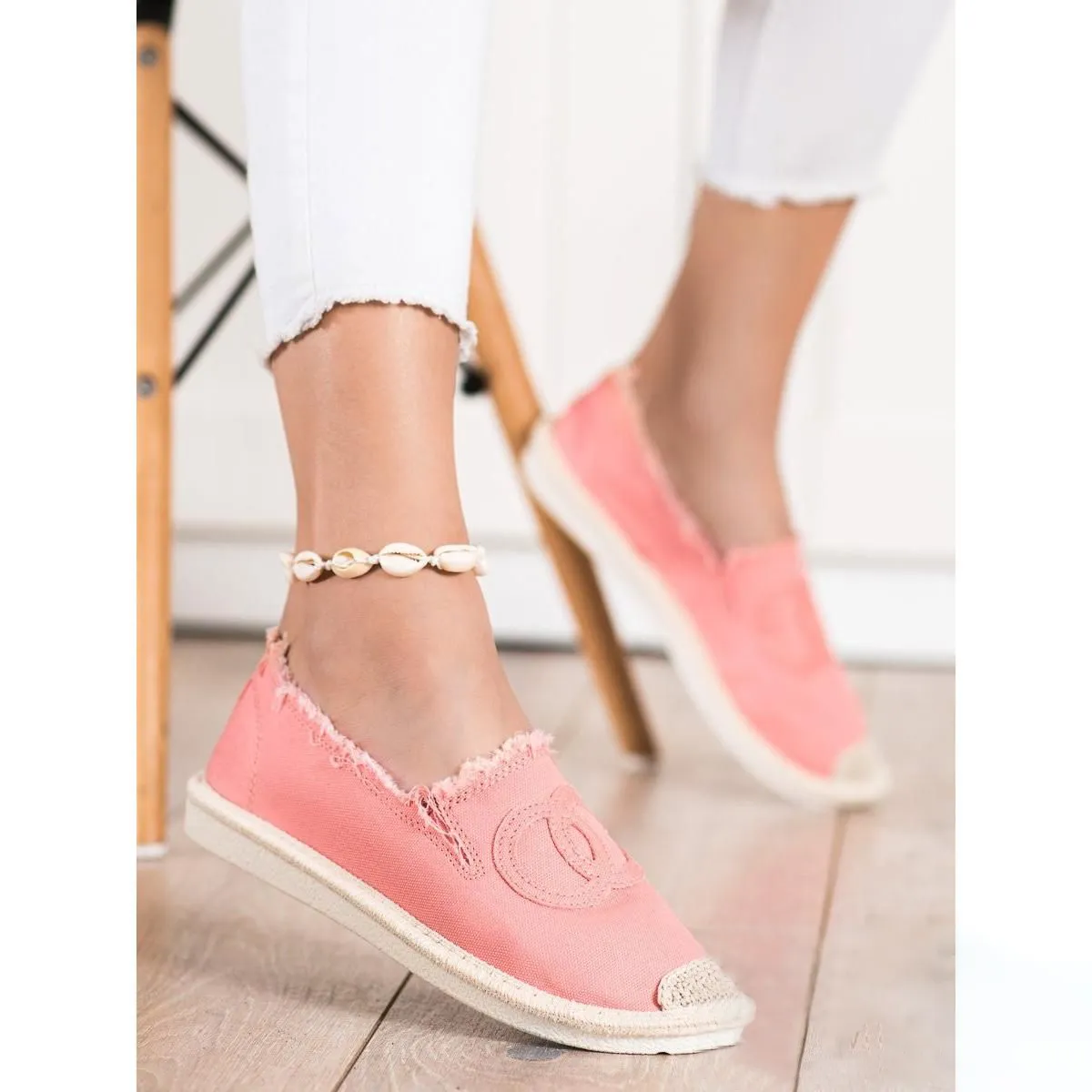 Women's Peach CC Espadrilles Slip-On Flats | NB273-C